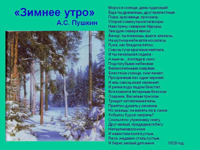En frostmorgen, beskrevet af Pushkin i digtet "Winter Morning"